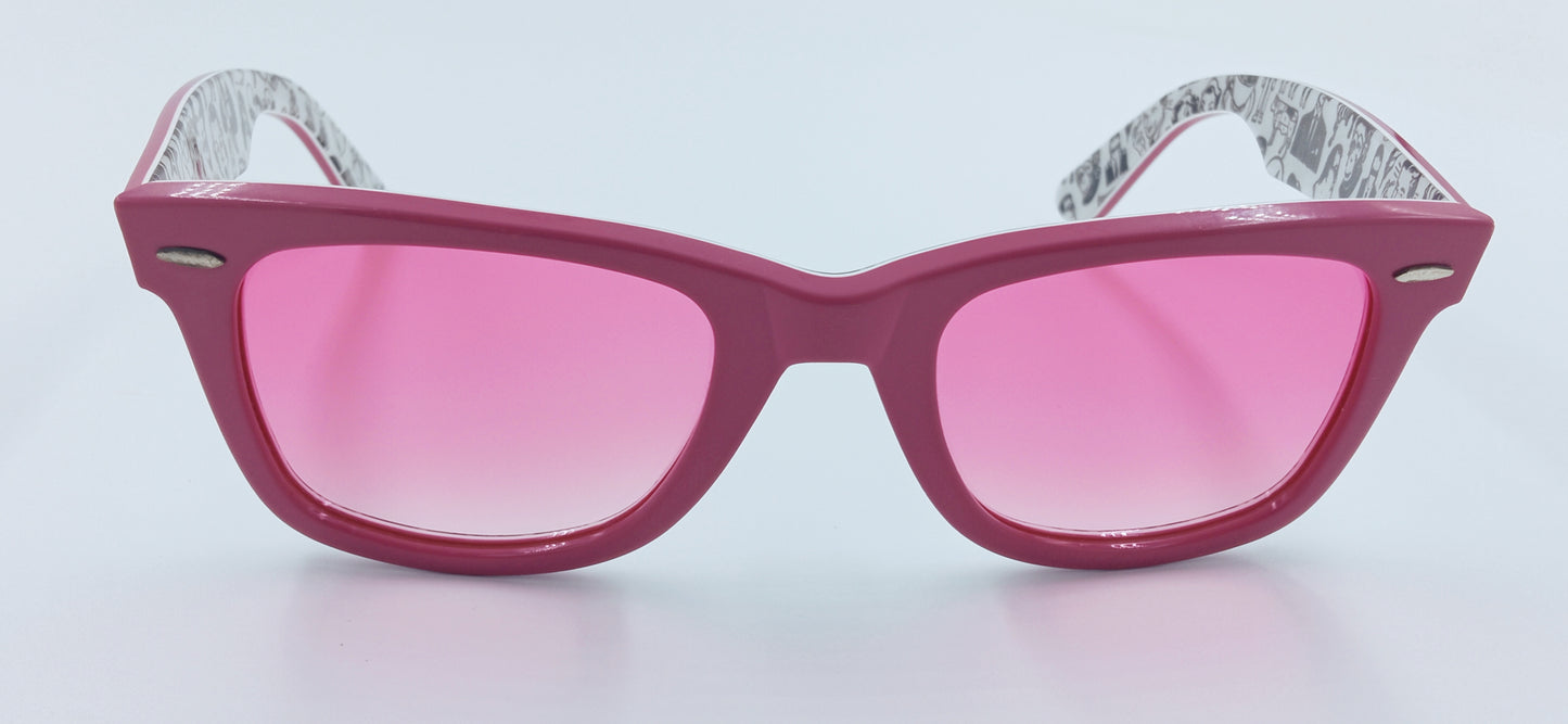 Ray Ban RB2140 1045 WAYFARER Special Series Pink with Graffiti Inside