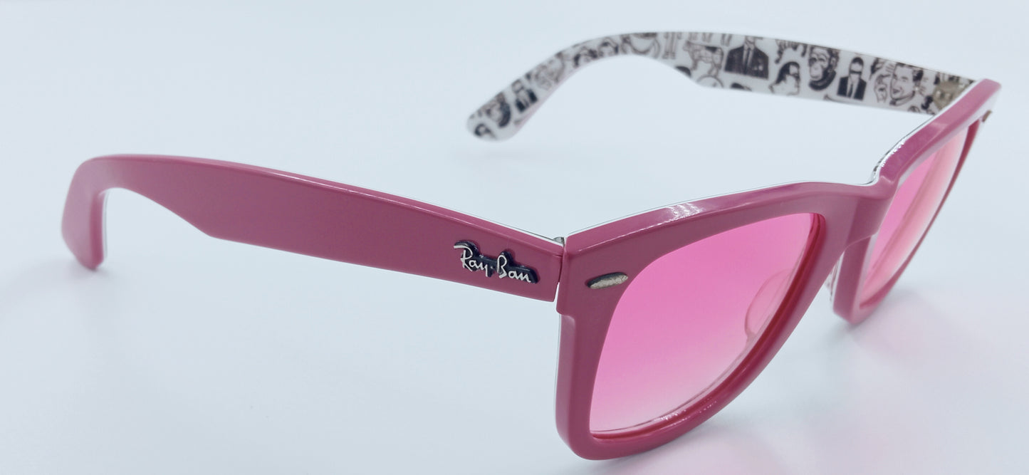 Ray Ban RB2140 1045 WAYFARER Special Series Pink with Graffiti Inside