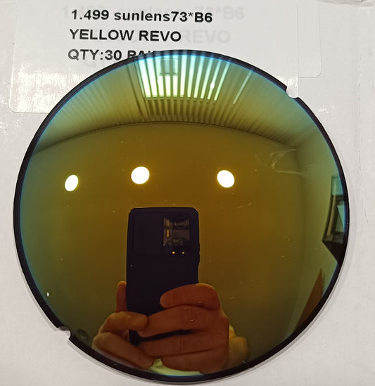 Grinding into full-rim glasses: yellow mirrored 
